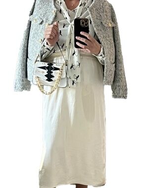 Gap Cream Satin Midi Skirt